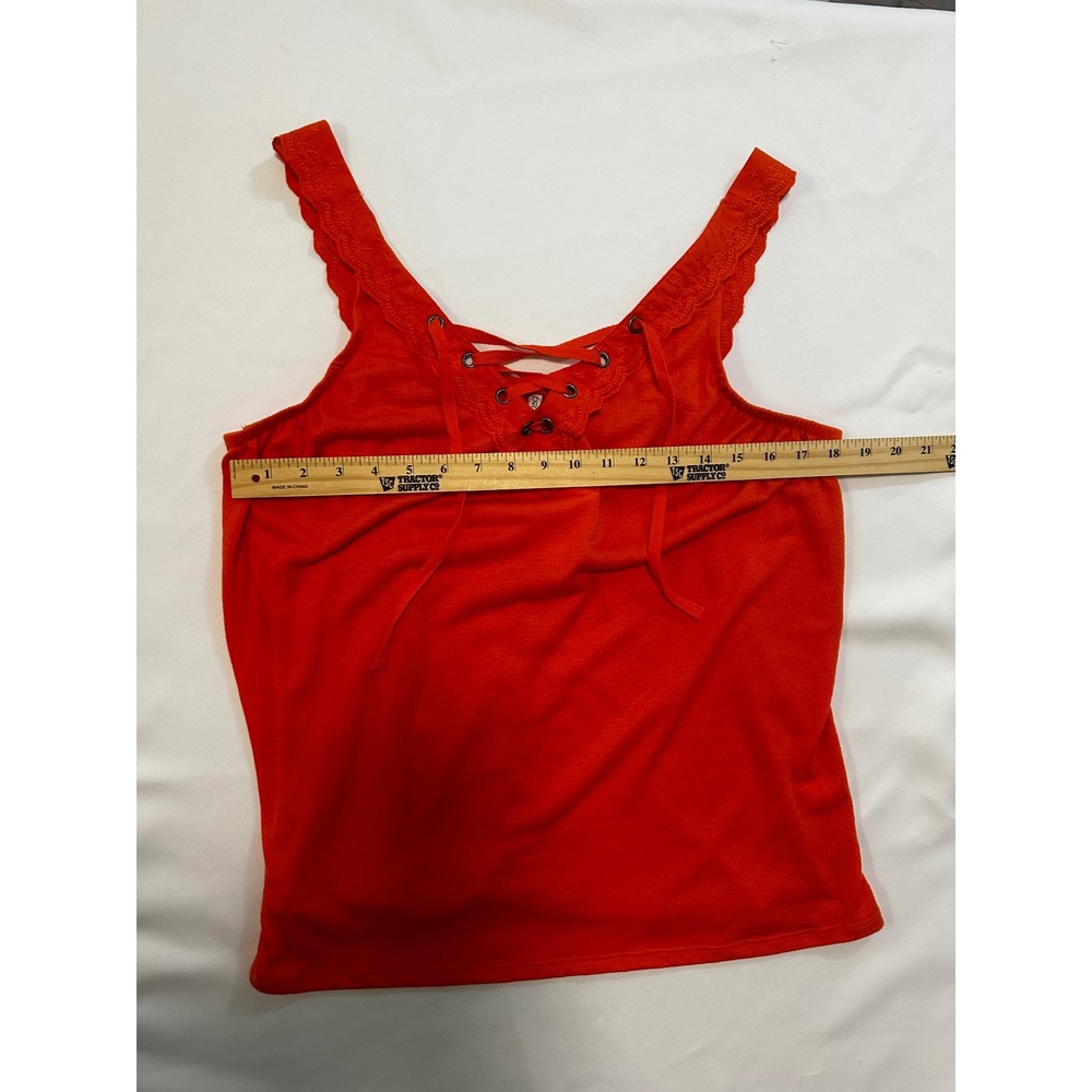 Cato Lace-Up Tank Top Sleeveless Casual Summer Blouse Orange Size L - Picture 9 of 11